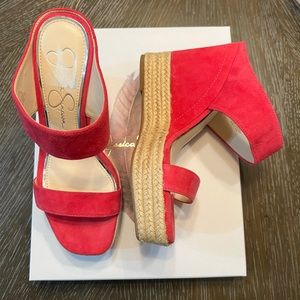 Jessica Simpson pink suede wedges size 7M
